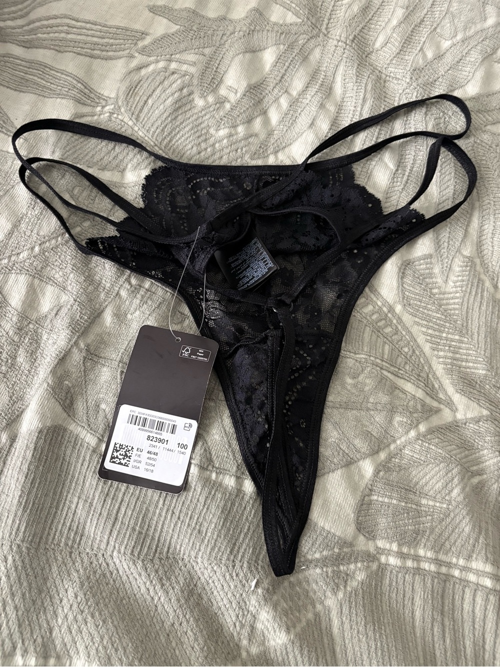 Black Lace Strappy Thong - Women Intimates